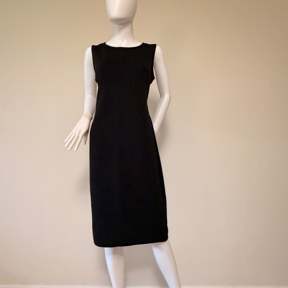 Olivia Matthews‎ Black Textured Sleeveless Sheath Dress Gold Back Zip Size 16